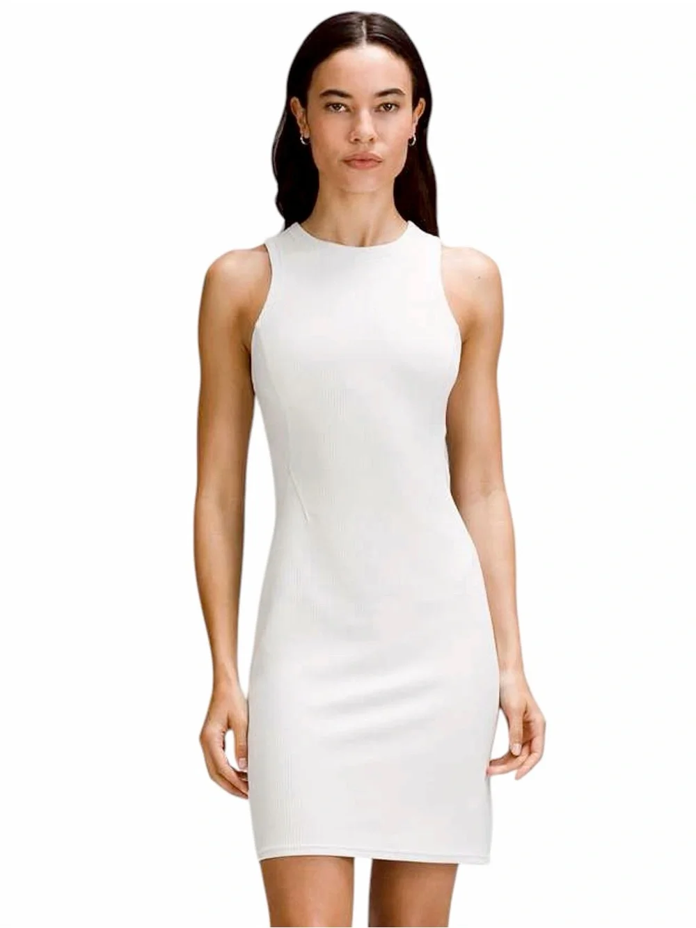 NWT – Lululemon – Ribbed Softstreme Slim-Fit Tank Dress – Light Vapor – Sz. 8